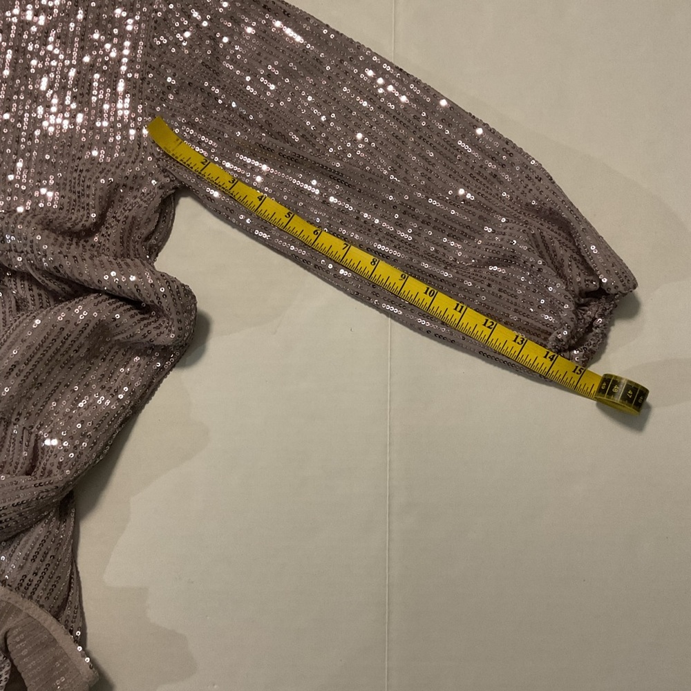 Anthropologie Maeve Bettina Sequin Tiered Mini Shirt Dress Silver - Picture 5 of 10